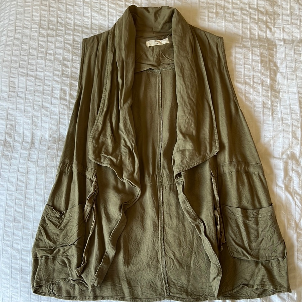 Women’s Olive Green Sleeveless Wrap/Tie Top Sweater/Shirt